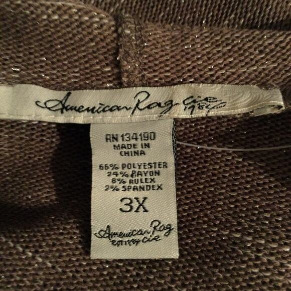 American Rag brown silver sparkle thread sweater 3X - Picture 2 of 5